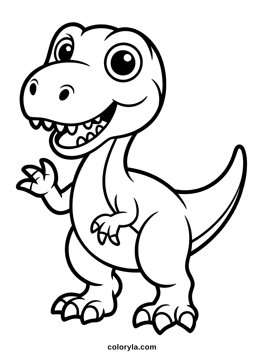 Friendly Raptor Coloring Page A raptor standing in a relaxed non-threatening pose with an unexpectedly friendly expression.