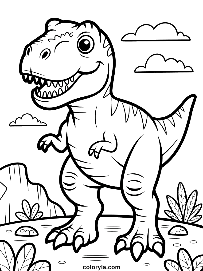 Un T-Rex scientifiquement réaliste dans une pose puissante avec une texture de peau détaillée et une définition musculaire.