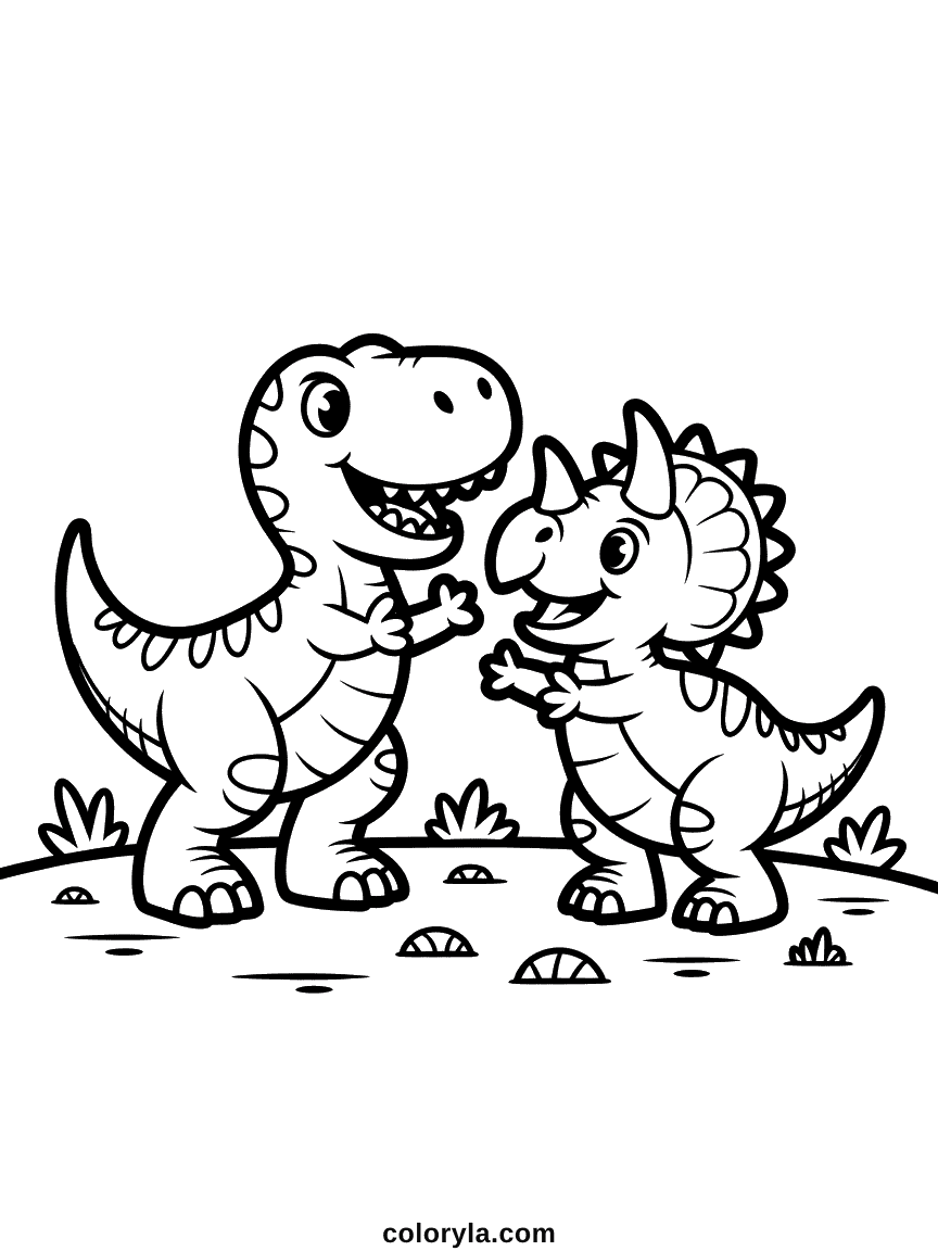 Two Dinosaurs Fighting Coloring Page Two large dinosaurs in fierce combat, clashing with teeth and claws in an intense prehistoric battle.