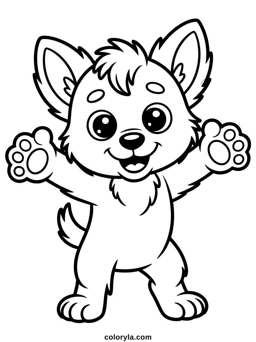 A puppy that happens to be a werewolf, an easy Halloween coloring page, and nothing worse than that.