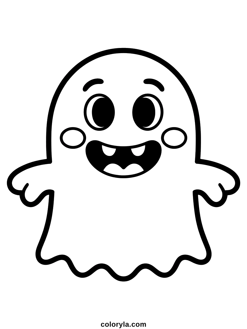 Ten big areas, one wide smile, nothing fiddly. A simple free Halloween coloring page for toddlers on A4.