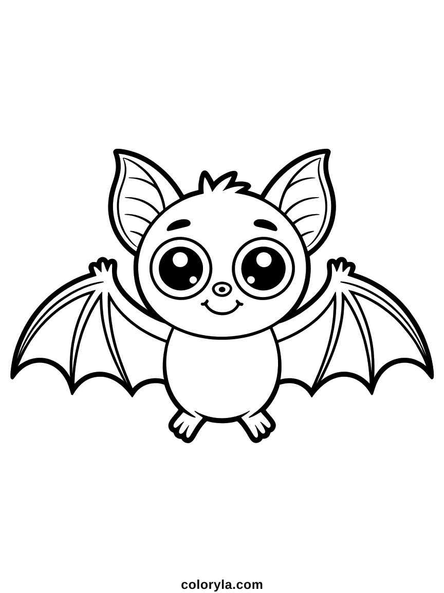 Wings that make up two thirds of the drawing. A free Halloween coloring page for kids to print on A4.
