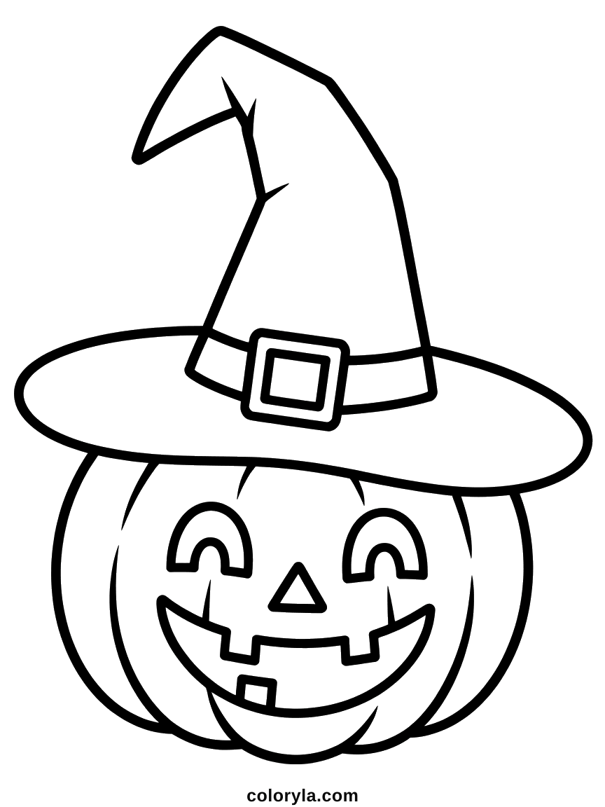 Two objects, thick lines and nothing else, a simple free Halloween coloring page for toddlers on A4.