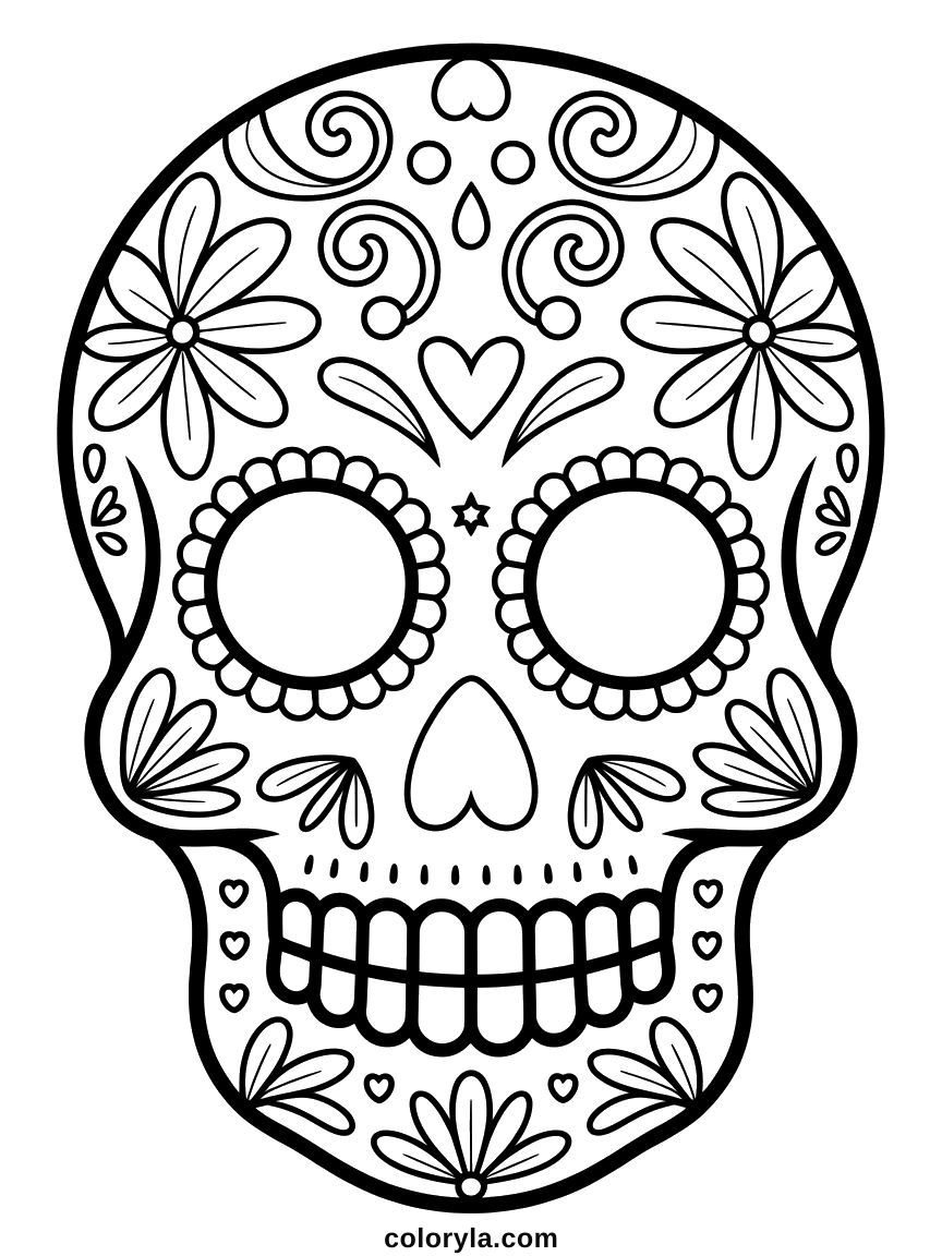 Exact down to the last petal, the left half deciding the right: a Halloween coloring page for adults.
